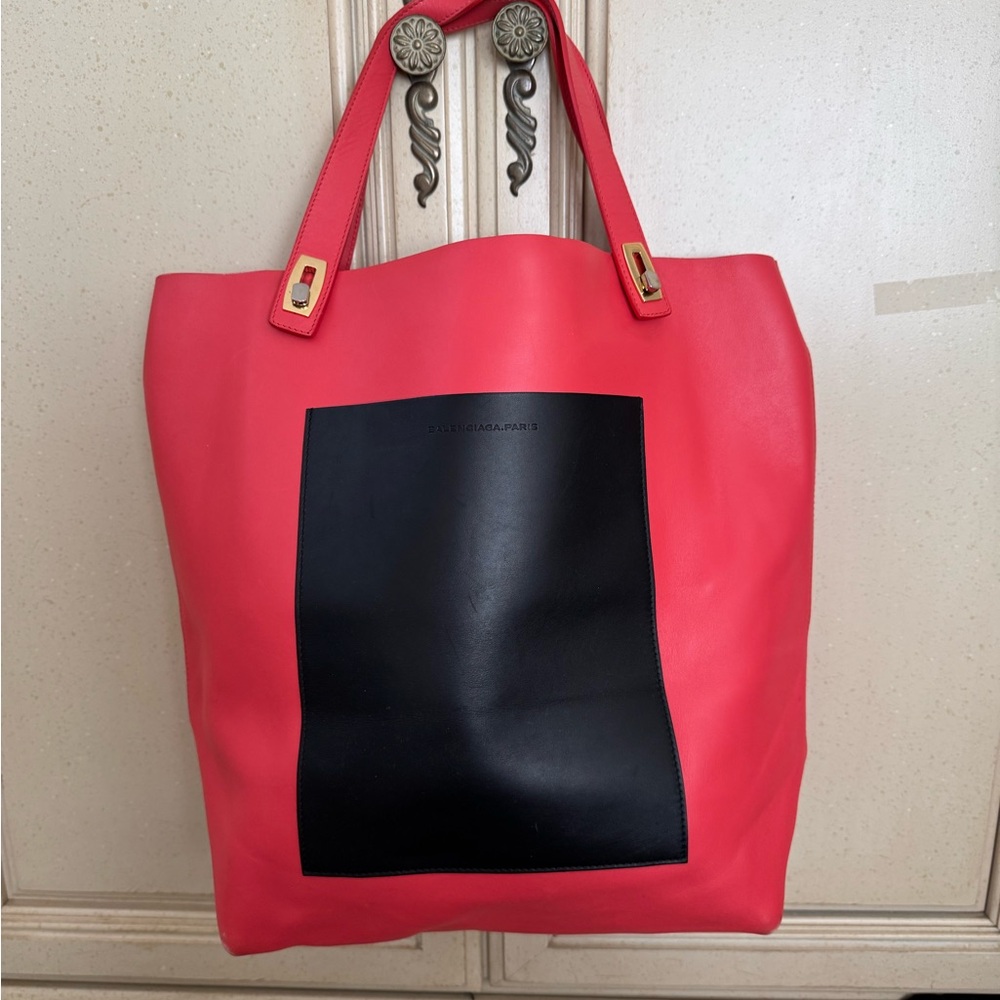 Balenciaga Vibrant Red and Black Tote
